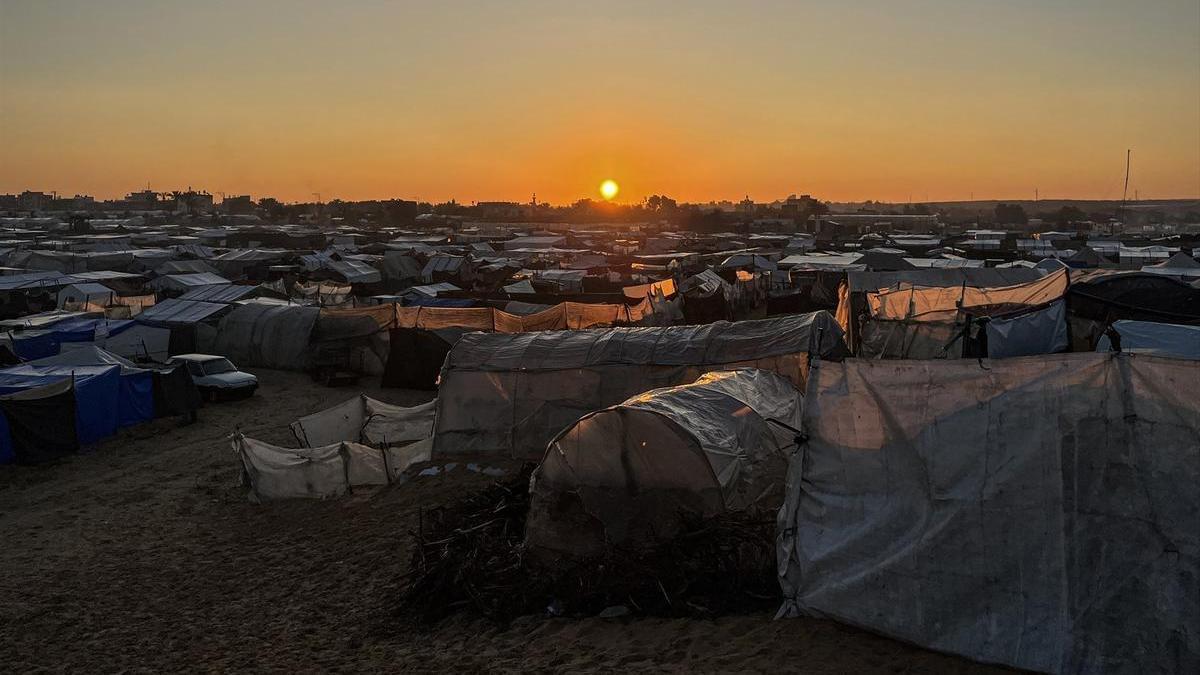 Un campamento de desplazados palestinos en la Franja de Gaza.