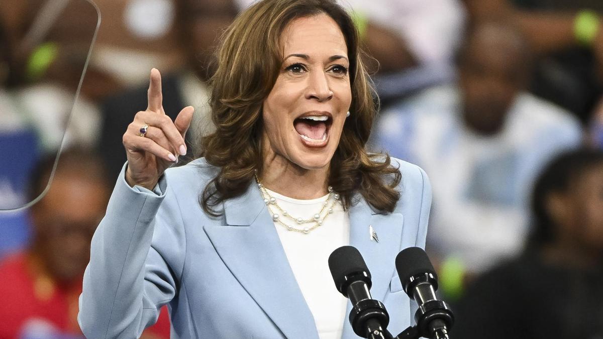 La vicepresidenta estadounidense Kamala Harris, en un acto electoral