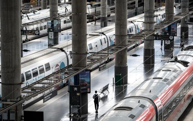 Trenes en las vías, en la Estación de Madrid - Puerta de Atocha