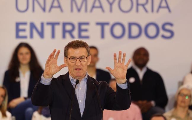 Alberto Núñez Feijóo, durante un reciente mitin