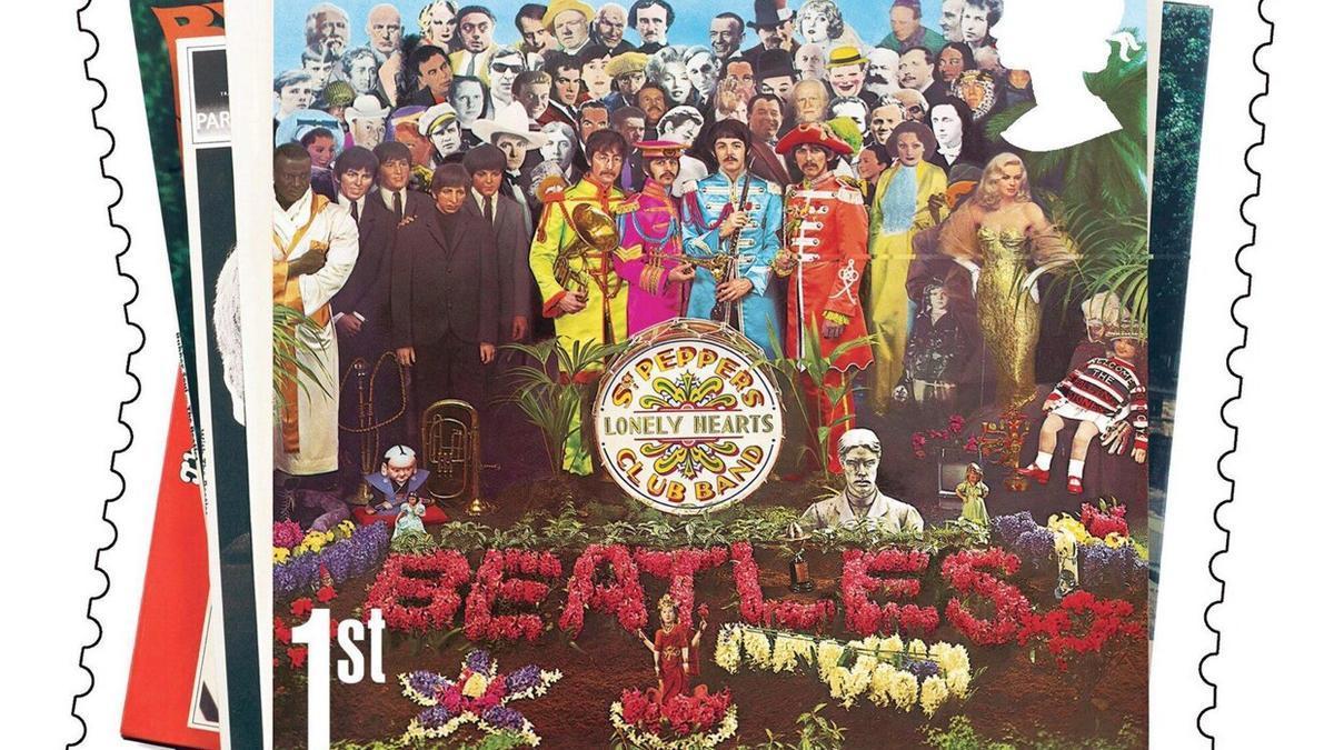 Fotografía de sellos conmemorativos de The Beatles