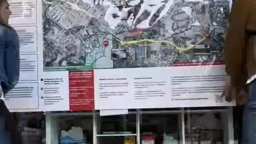 Stop Variante ha instalado wen un c´nttico comercio de Las Carreras "su" particular cartel informativo sobre la nueva propuesta foral