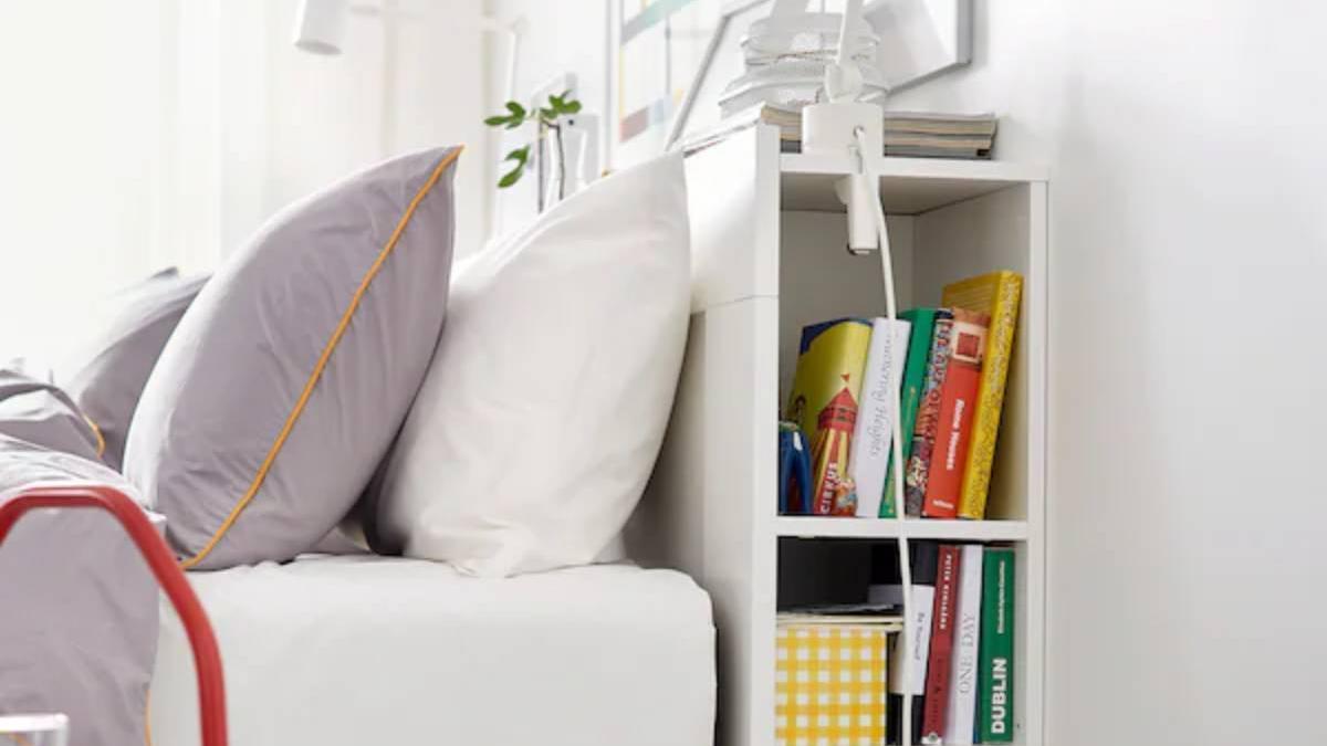 BRIMNES Cabecero con compartimento, blanco, 140 cm