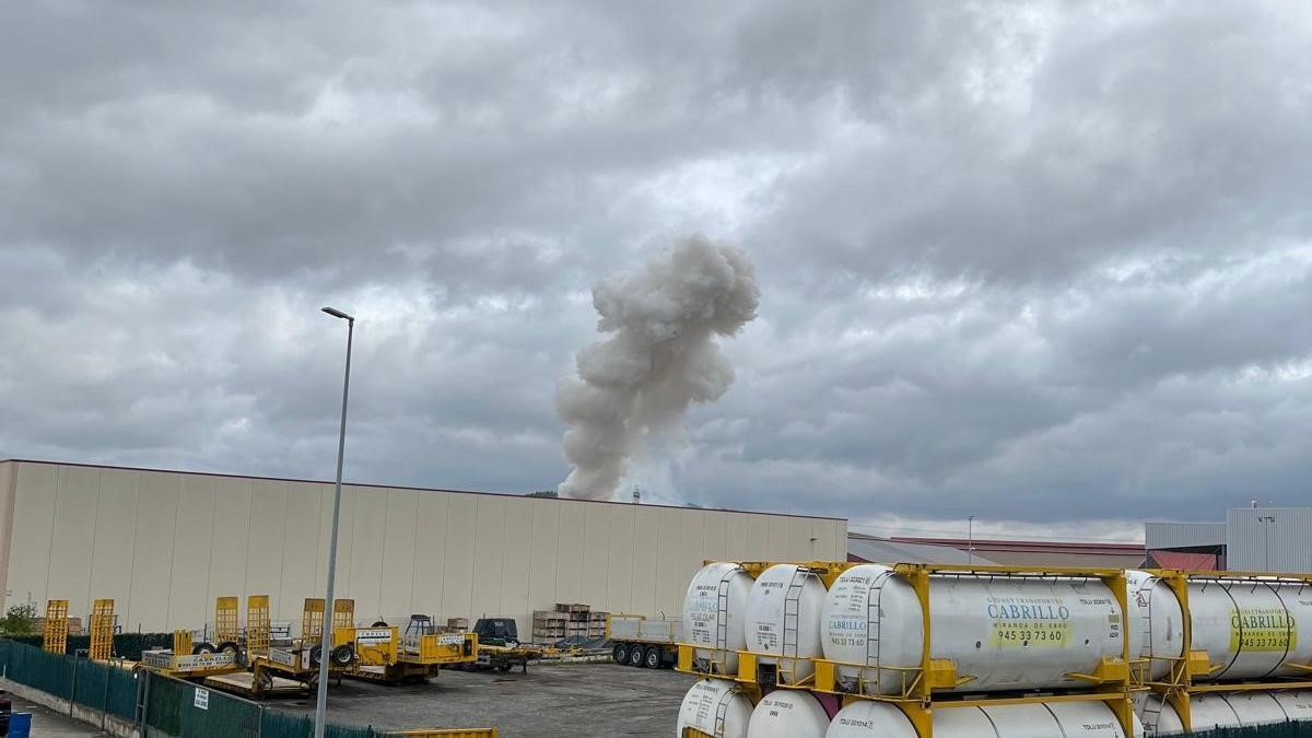 Incendio en la pirotecnia Valecea de Berantevilla. Foto: Diario de Noticias de Álava