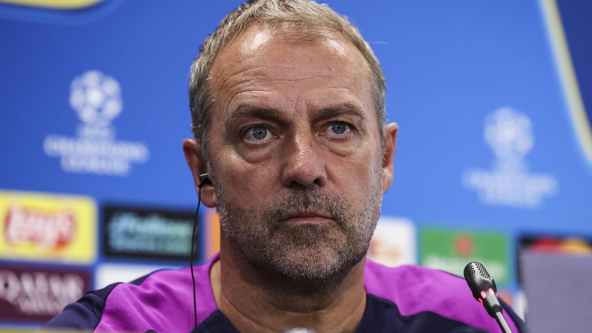 El técnico del Barcelona, Hansi Flick, durante una rueda de prensa.