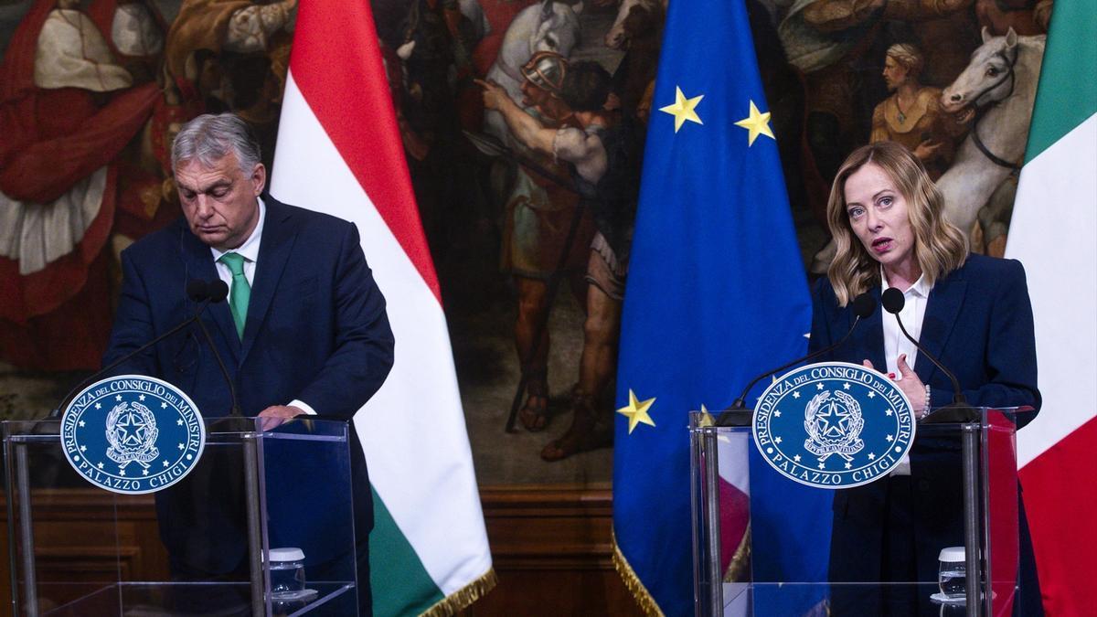 Orban y Meloni, rostros del avance de la ultraderecha en Europa.