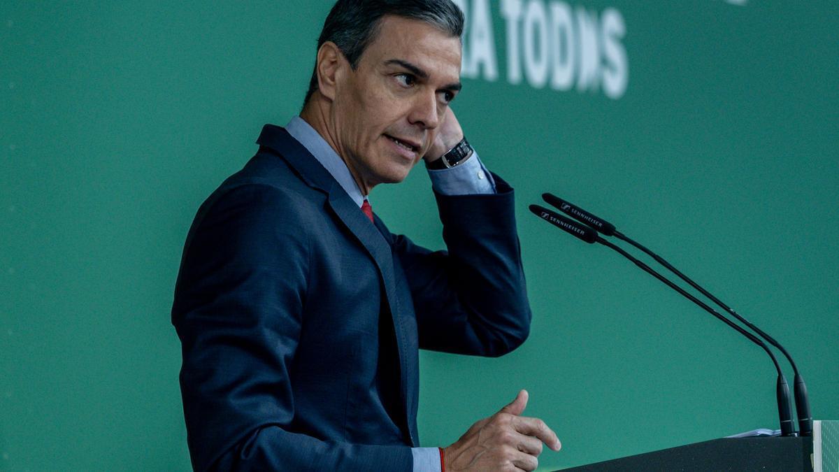 Pedro Sánchez durante la presentación del Plan Social para el Clima, este lunes en Madrid.
