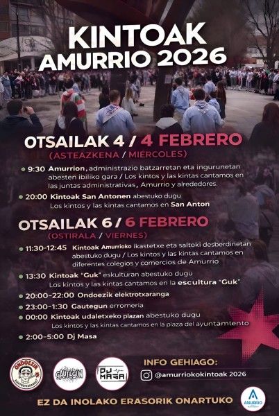 Programa de la fiesta de Kintos en Amurrio de 2026
