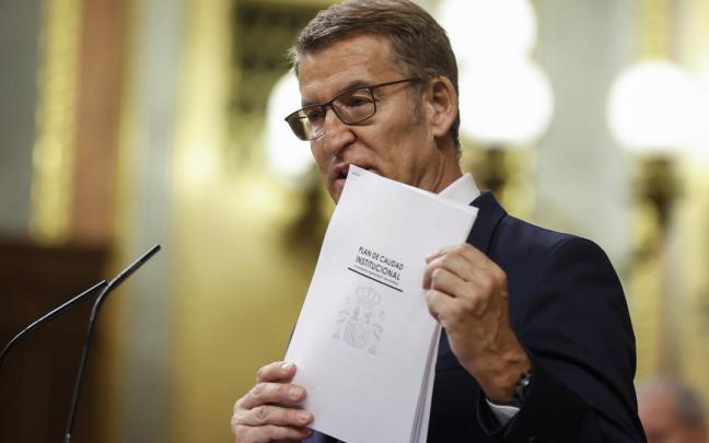 Feijóo, durante su intervención en el debate de investidura.