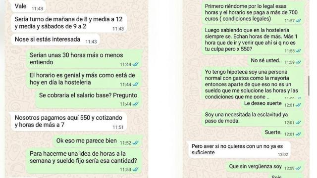 La oferta de trabajo que muestra el perfil 'Soy camarero'