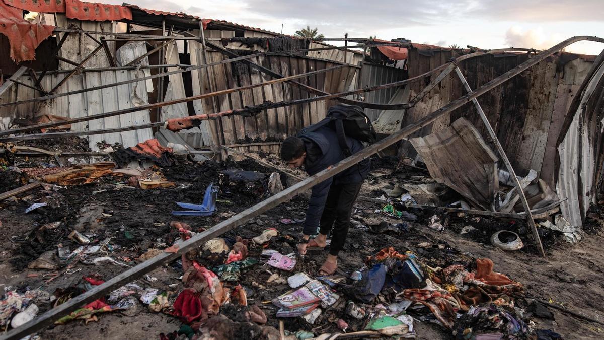 Una 'zona humanitaria' en el sur de ala Franja de Gaza arrasada tras un ataque aéreo israelí.