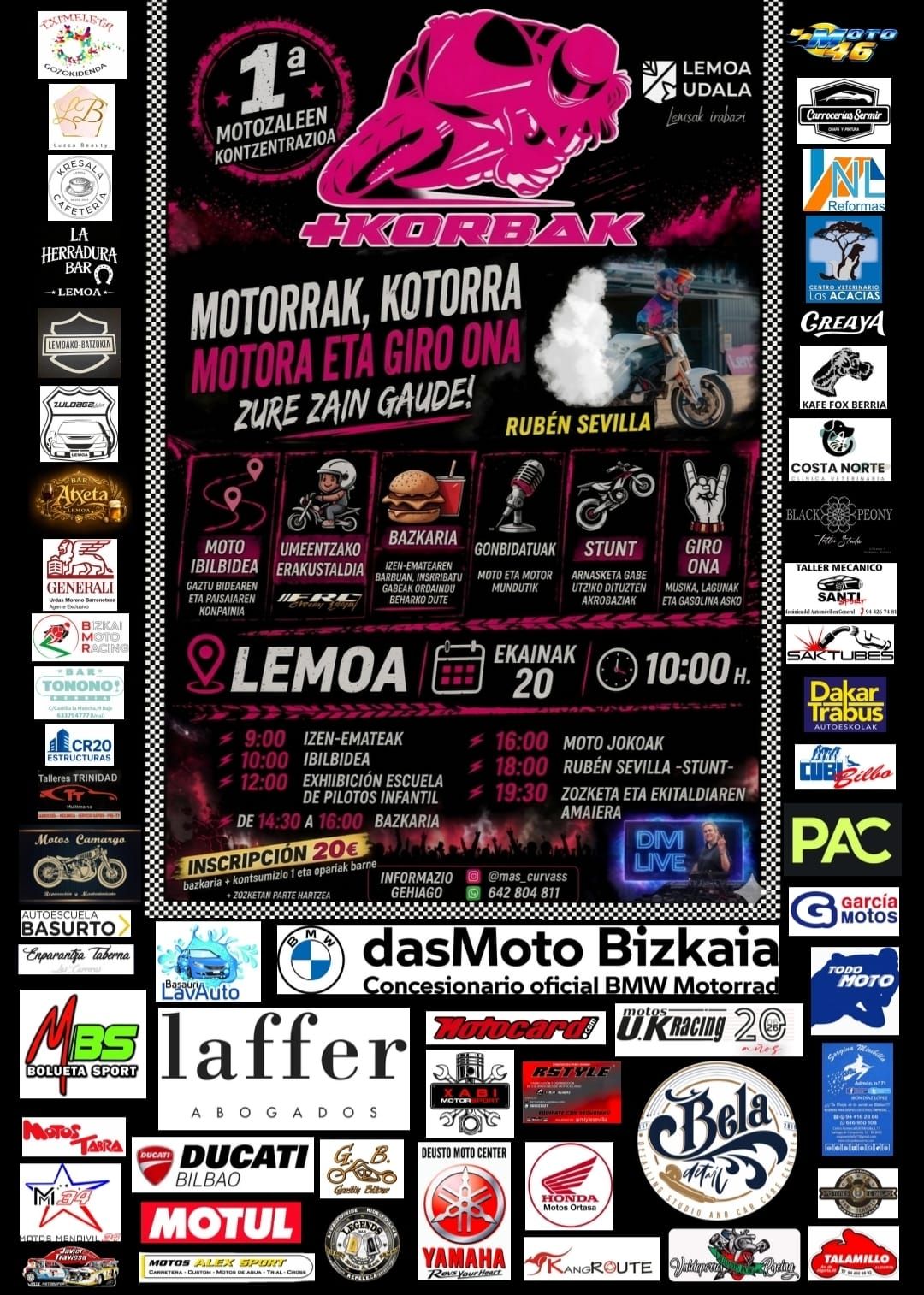 Cartel con los actos d la concentración de motos