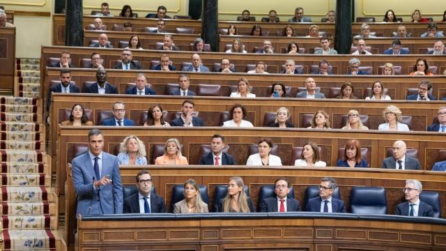 El presidente del Gobierno, Pedro Sánchez, interviene durante una sesión de control al Gobierno, en el Congreso de los Diputados