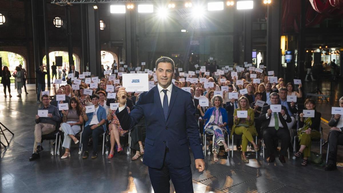 El lehendakari, Imanol Pradales, en la presentación de la iniciativa 'Jauzia Gara'