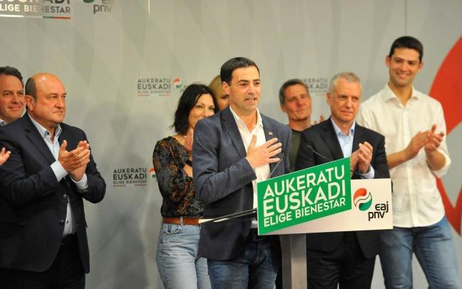 Imanol Pradales, en la noche de las elecciones del 21 de abril de 2024