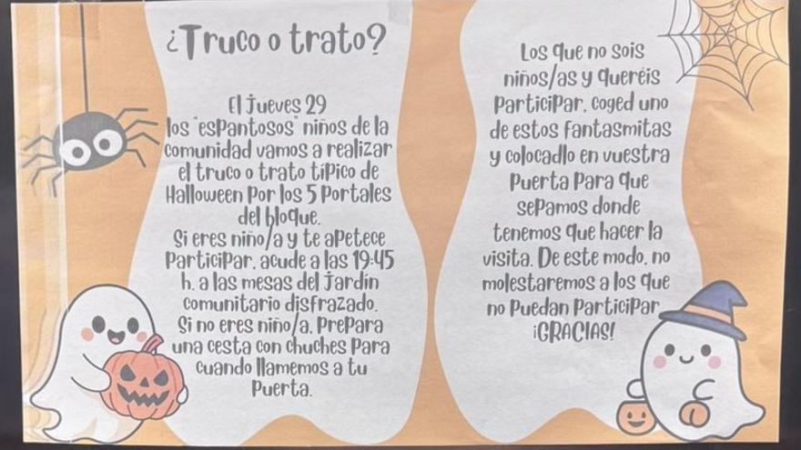 El cartel de estos niños para celebrar Halloween demuestra que la convivencia no tiene por qué dar miedo.