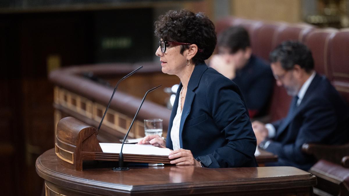 La portavoz del PNV en el Congreso, Maribel Vaquero, durante su comparecencia el pasado viernes