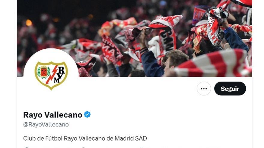 La cuenta de Twitter del Rayo Vallecano.