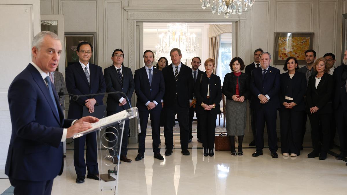 Urkullu, durante la recepción en la embajada de Japón en Madrid.