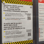 Cartel informativo de los cambios en Metro Bilbao. ONDA VASCA Cartel informativo de los cambios en Metro Bilbao. ONDA VASCA