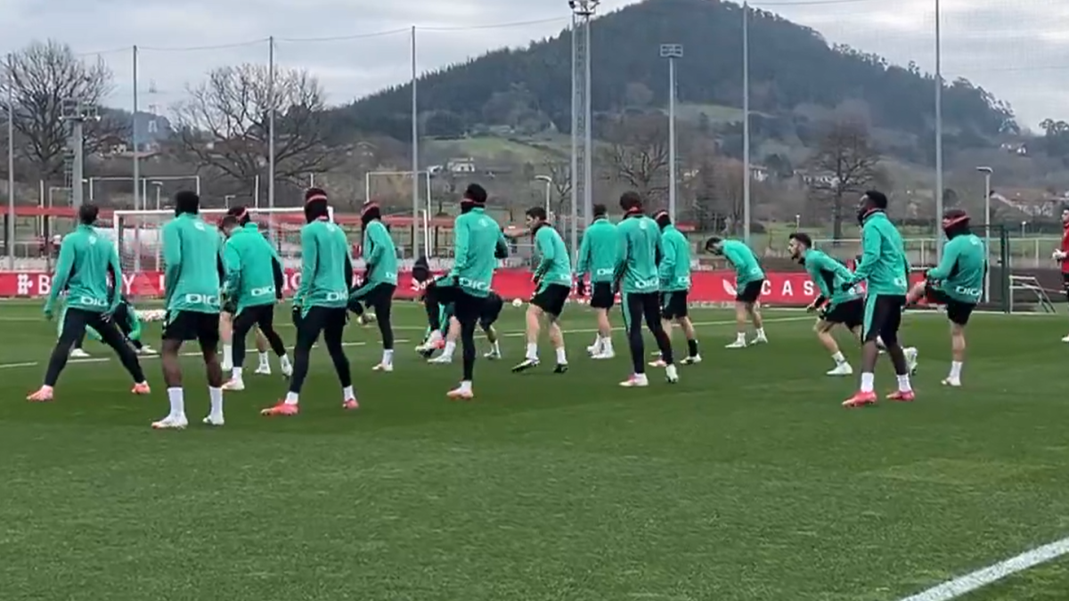 Imagen del entrenamiento de esta mañana en Lezama