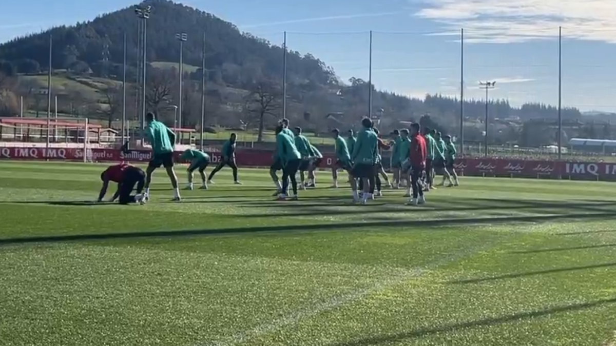 Imagen del entrenamiento de esta mañana en Lezama 