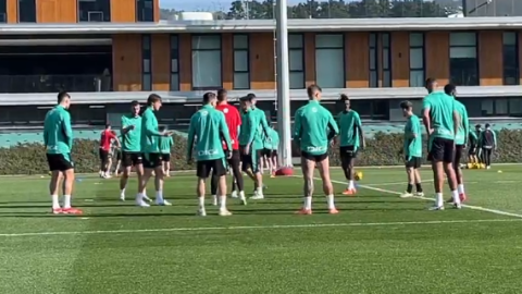 Imagen del entrenamiento de esta mañana en Lezama