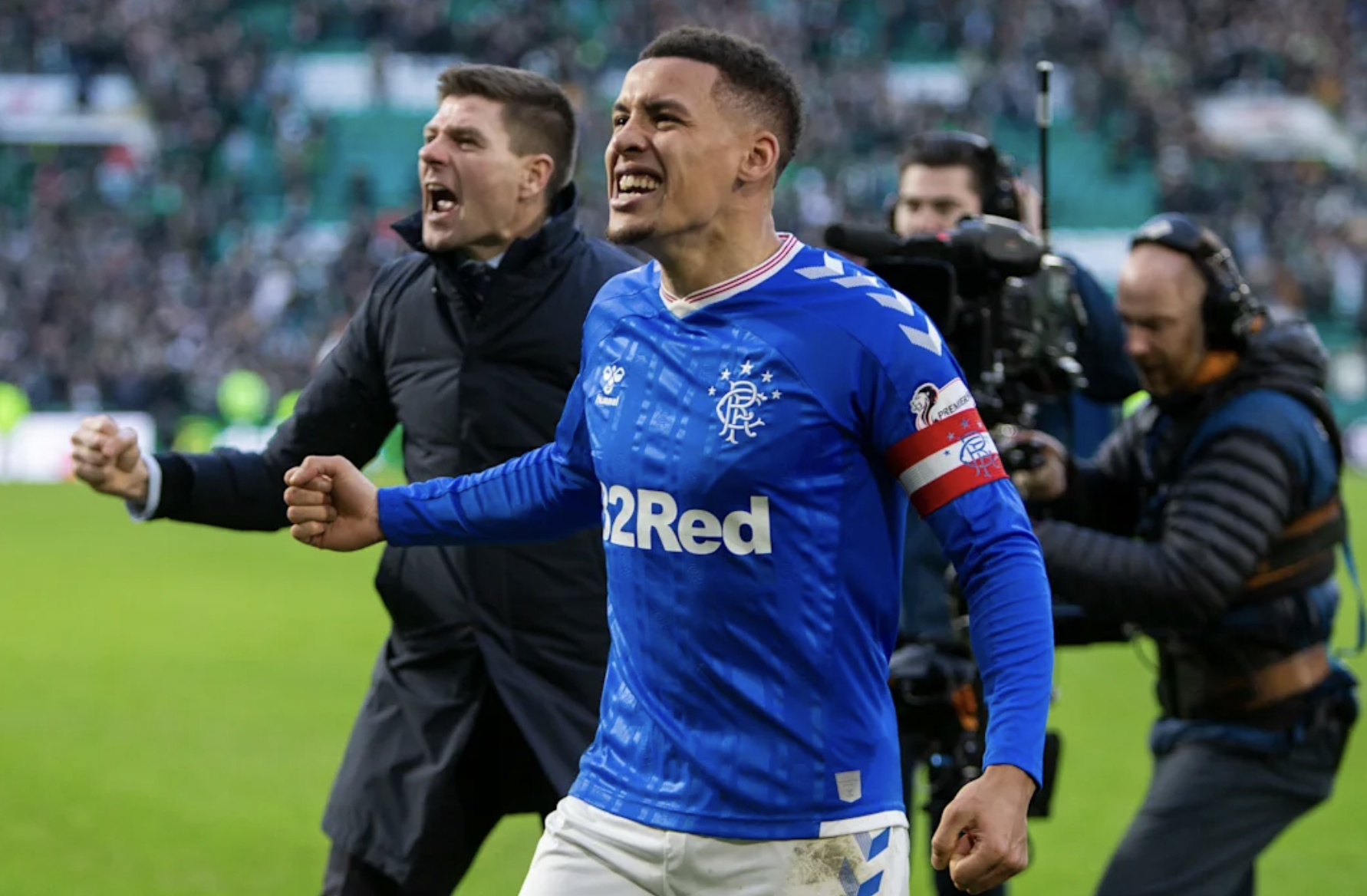 James Tavernier después de ganar un Old Firm Derby al Celtic. Foto: RANGERS FC