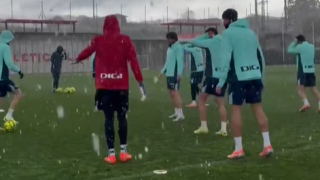 Imagen de la intensa granizada de hoy en Lezama 