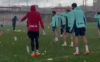 Imagen de la intensa granizada de hoy en Lezama 