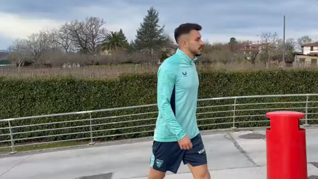 Aitor Paredes durante el entrenamiento de hoy 