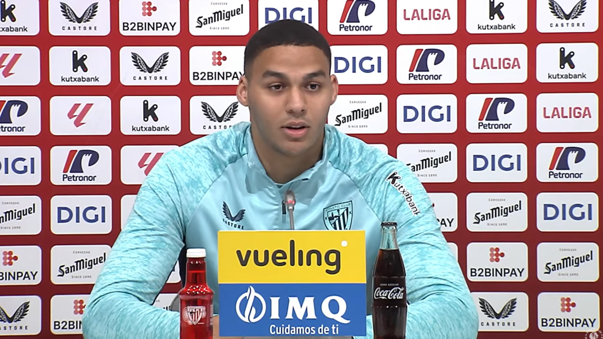 Maroan Sannadi durante su comparecencia de prensa en Lezama / Youtube Athletic Club
