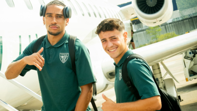 Johaneko y Monreal antes de volar hasta Bérgamo / Athletic Club