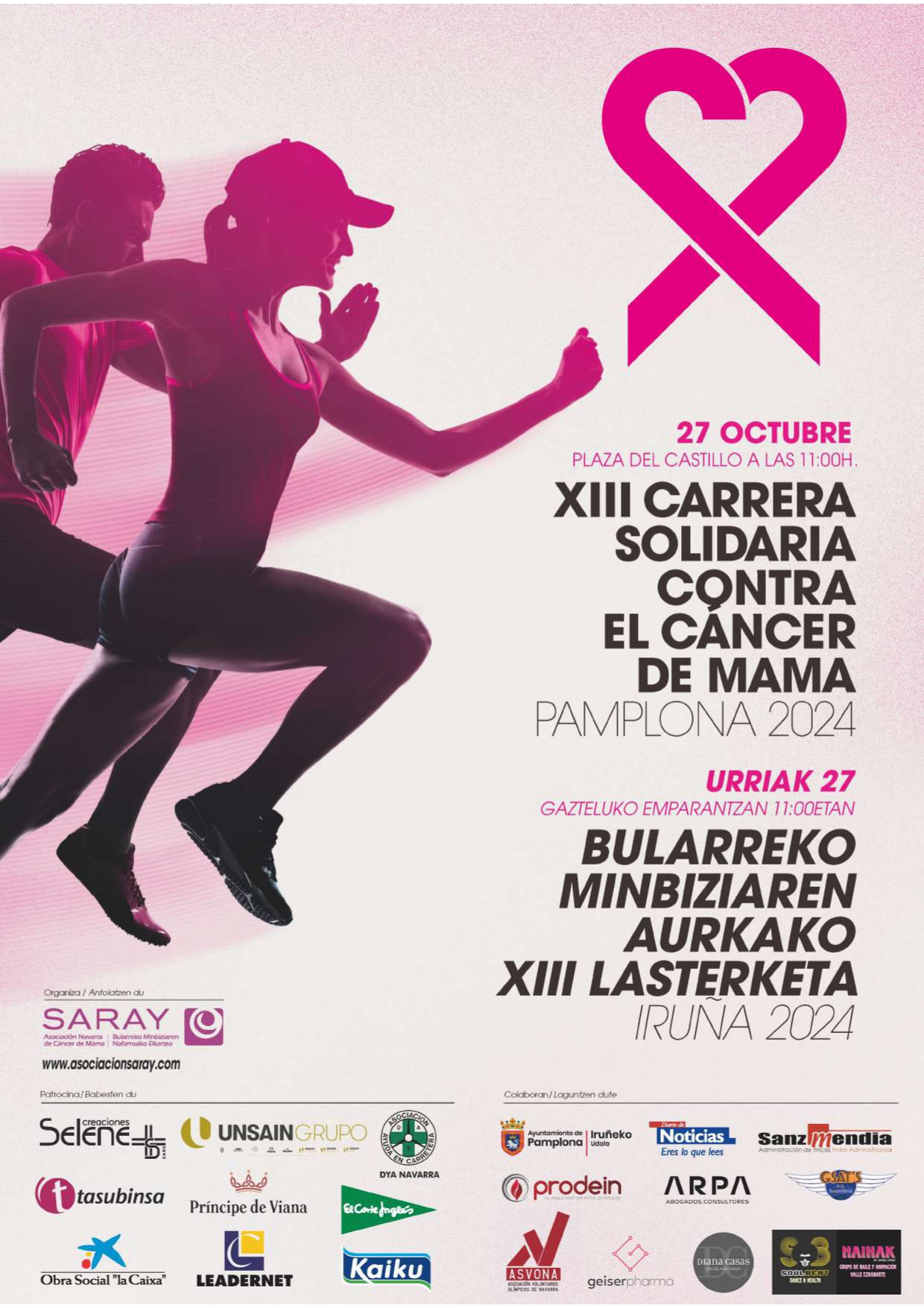 Cartel de la Carrera Contra el Cáncer de Mama de Pamplona 2024.