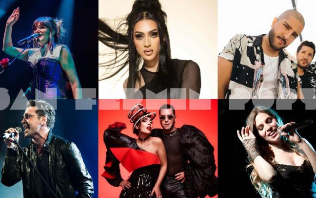 Arriba, Rozalén, Villano Antillano y Cali y El Dandee; abajo, OBK, Ladilla Rusa y Leire Martínez, protagonistas de la oferta musical de los Sanfermines 2025. D.N. Arriba, Rozalén, Villano Antillano y Cali y El Dandee; abajo, OBK, Ladilla Rusa y Leire Martínez, protagonistas de la oferta musical de los Sanfermines 2025. D.N.
