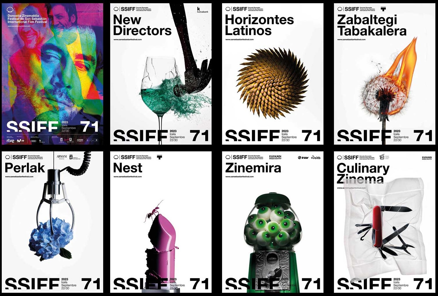 Carteles de las diferentes secciones del 71º Zinemaldia