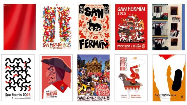 Las 10 obras finalistas del concurso de carteles de San Fermín 2025. Las 10 obras finalistas del concurso de carteles de San Fermín 2025.