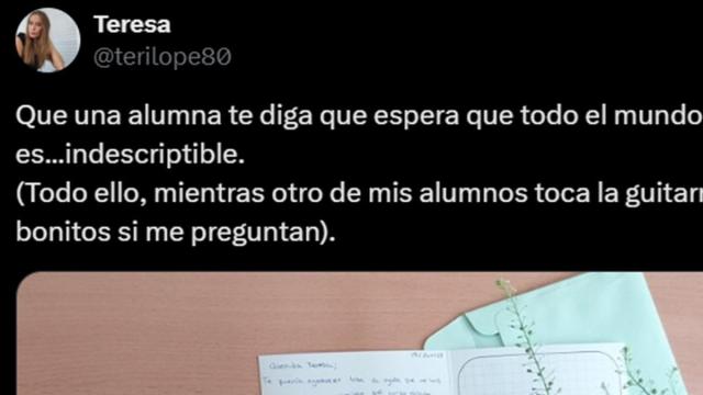 El comienzo del post de la profesora. / X (@terilope80) El comienzo del post de la profesora.