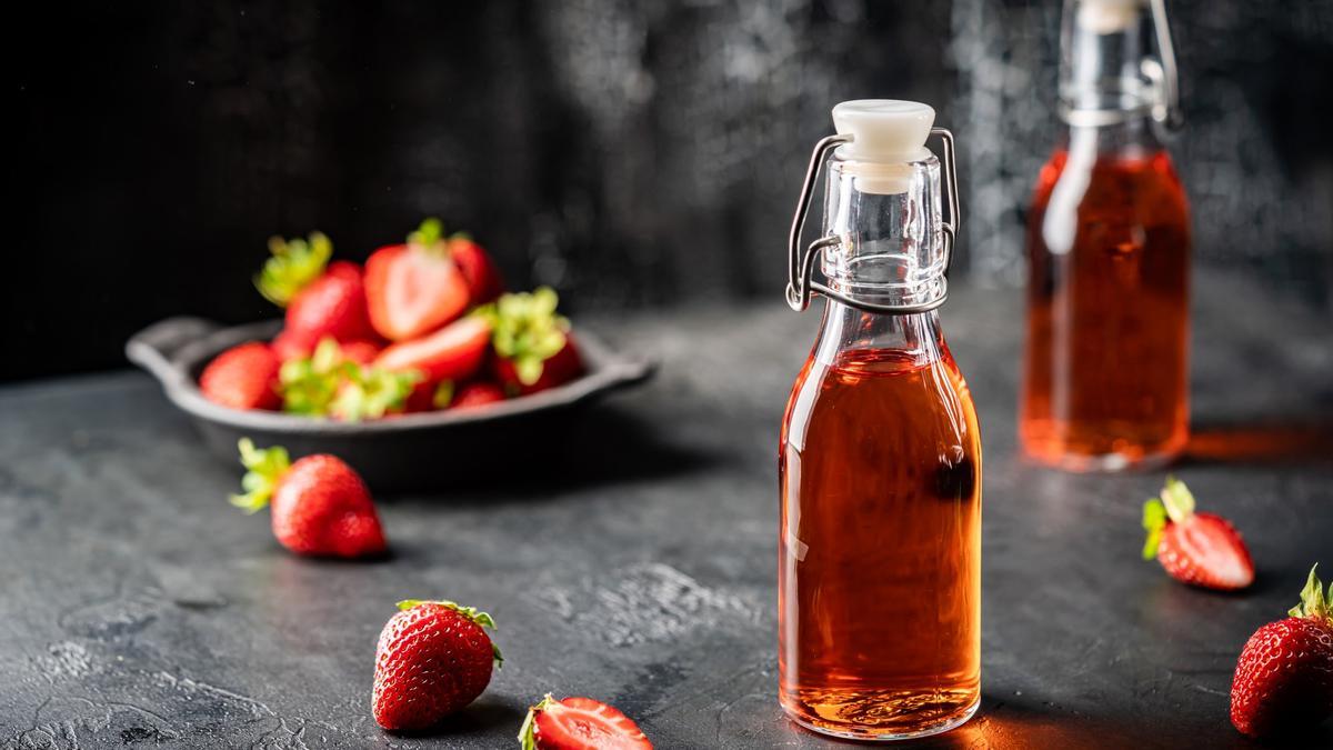 Vinagreta de hojas de fresa.