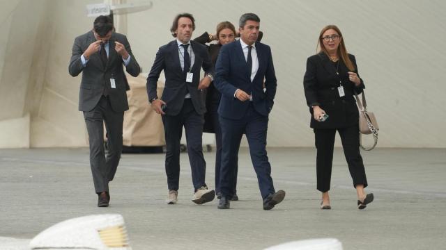 El presidente de la Generalitat valenciana, Carlos Mazón, a su llegada al homenaje a las víctimas de la dana.