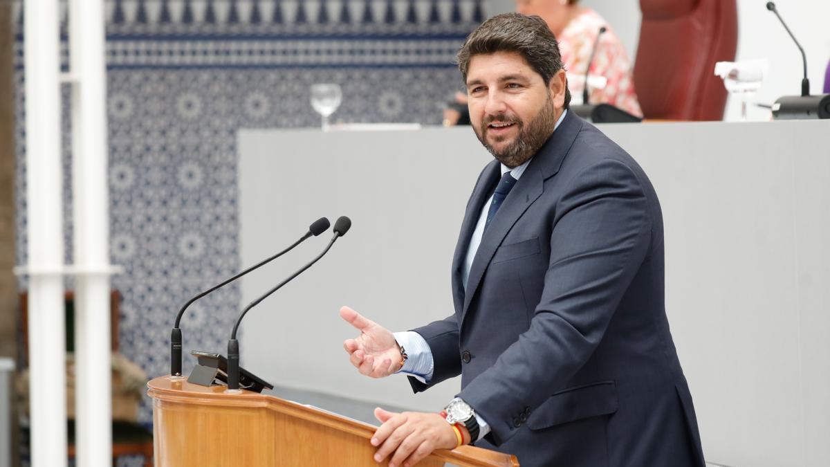 Fernando López Miras, durante el pleno de investidura-