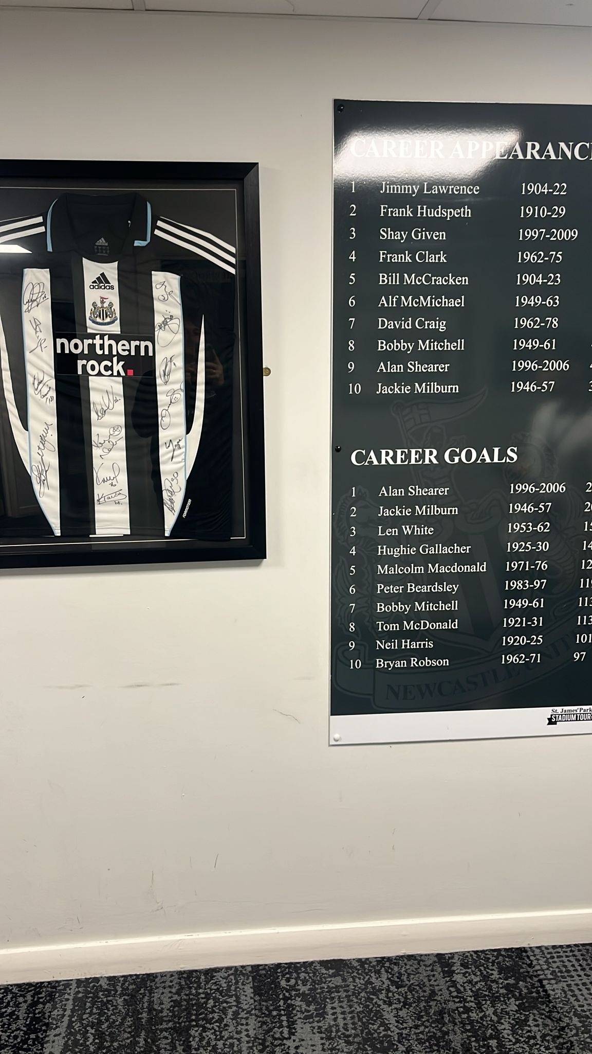 Una imagen de la galería histórica del Newcastle United FC en el interior de St.James´ Park
