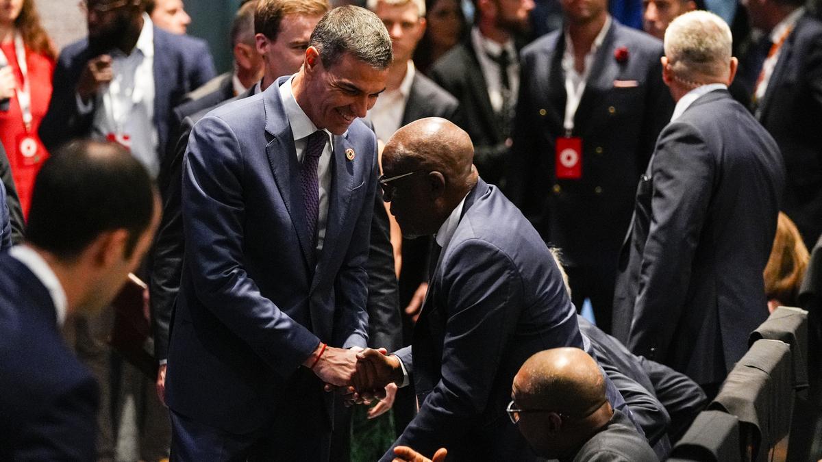El presidente del Gobierno de España, Pedro Sánchez, durante la inauguración de la cumbre Global Citizen Now