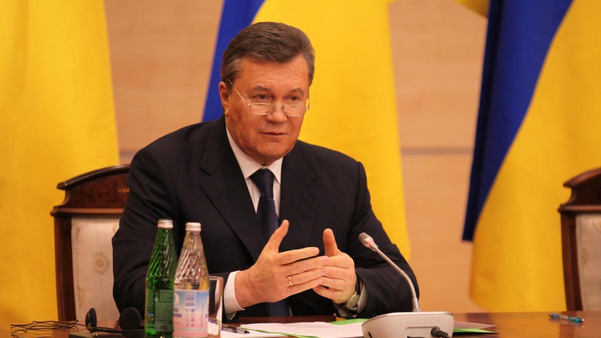 El expresidente de Ucrania Viktor Yanukóvich en una conferencia en Rusia