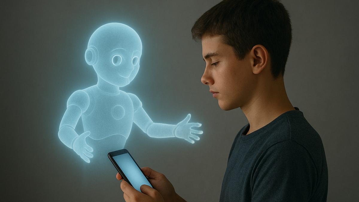 Un joven se comunica con una avatar creado por IA como si fuera su antiguo amigo invisible.