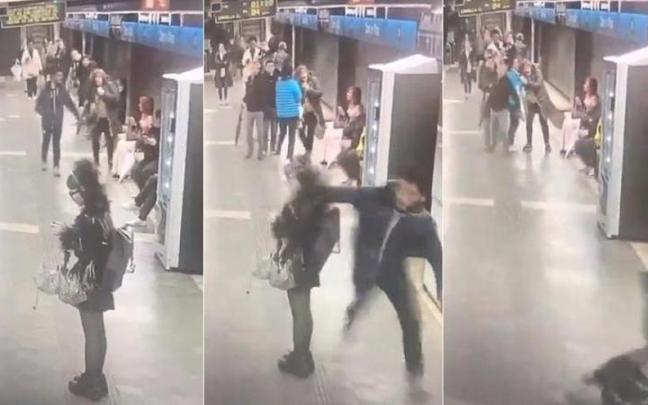 Brutal agresión en el metro de Barcelona.
