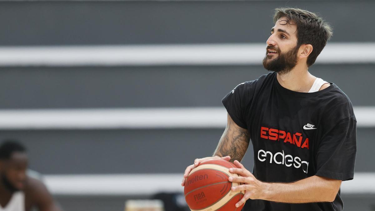 Imagen de archivo de Ricky Rubio entrenando con la selección española.