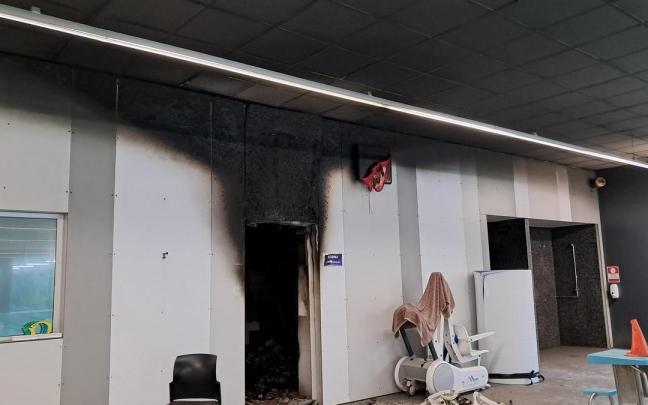 Estado de la sauna después del incendio.