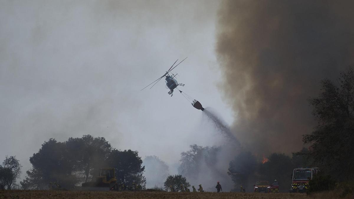 Un momento de los trabajos de extinción en Carcastillo | Imagen: Iñaki Porto - DNN