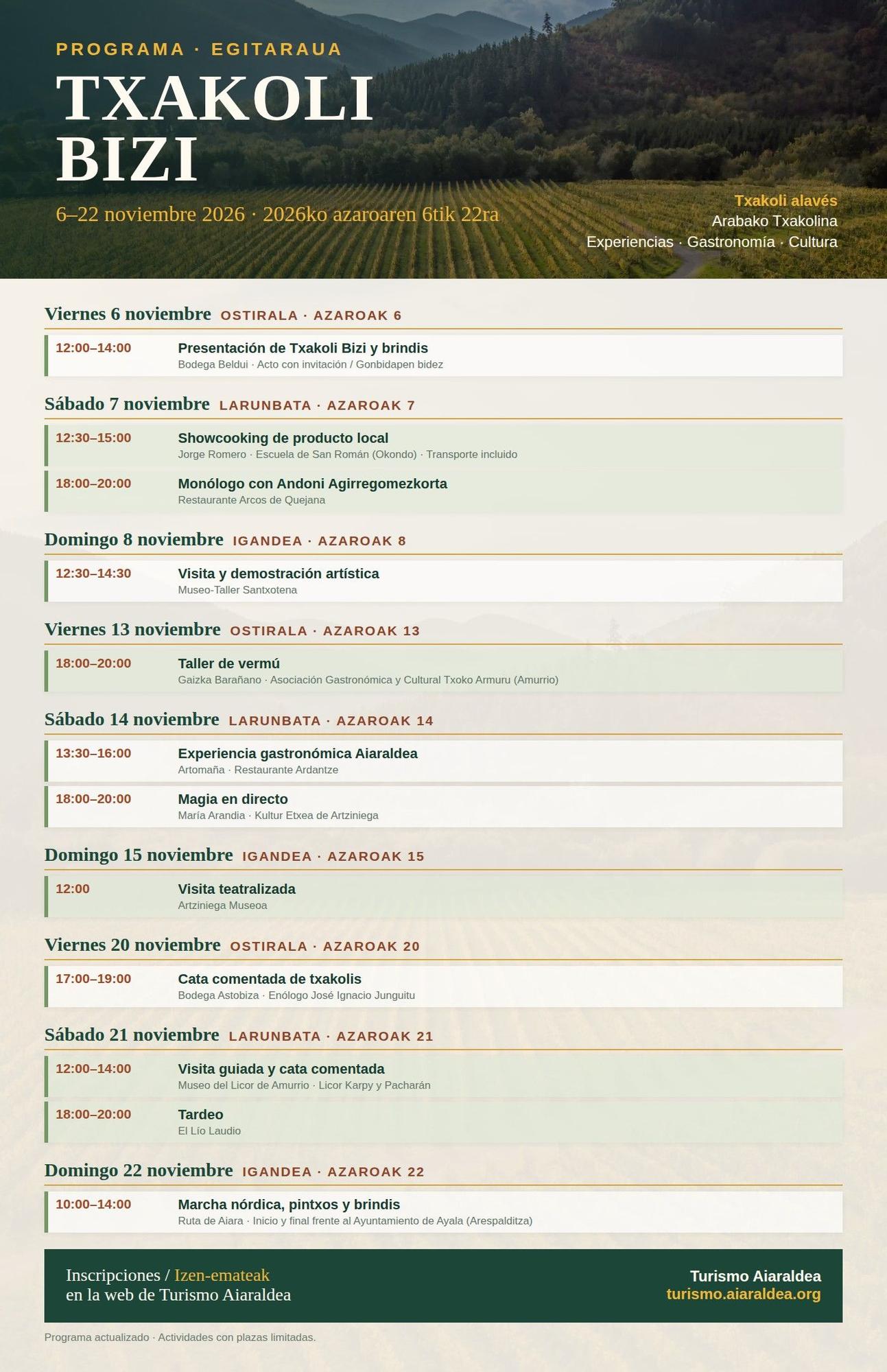 Programa del VI Txakoli Bizi